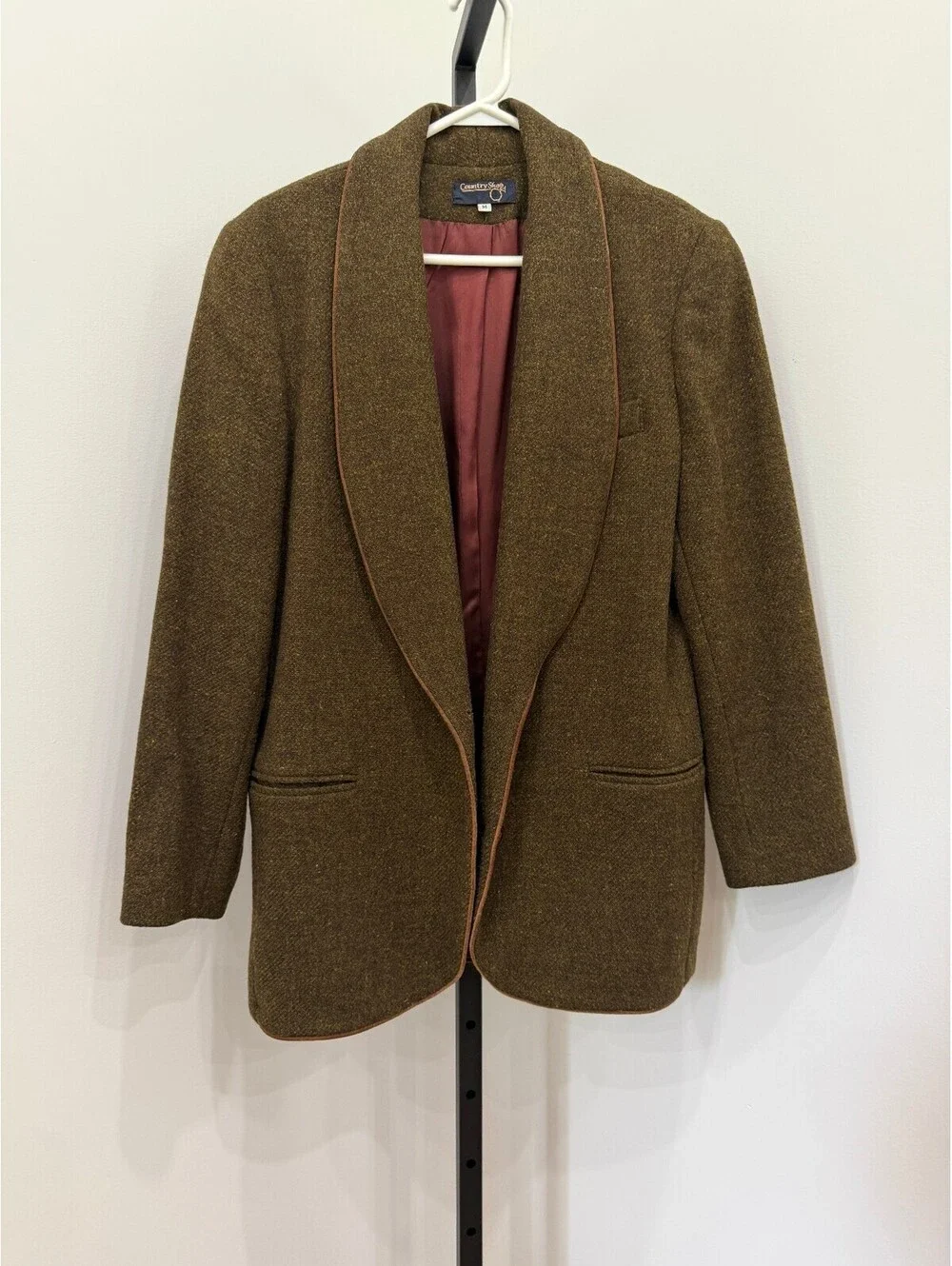 80s Wool Tweed Jacket Blazer Country Shop men's Green Wool Jacket Medium